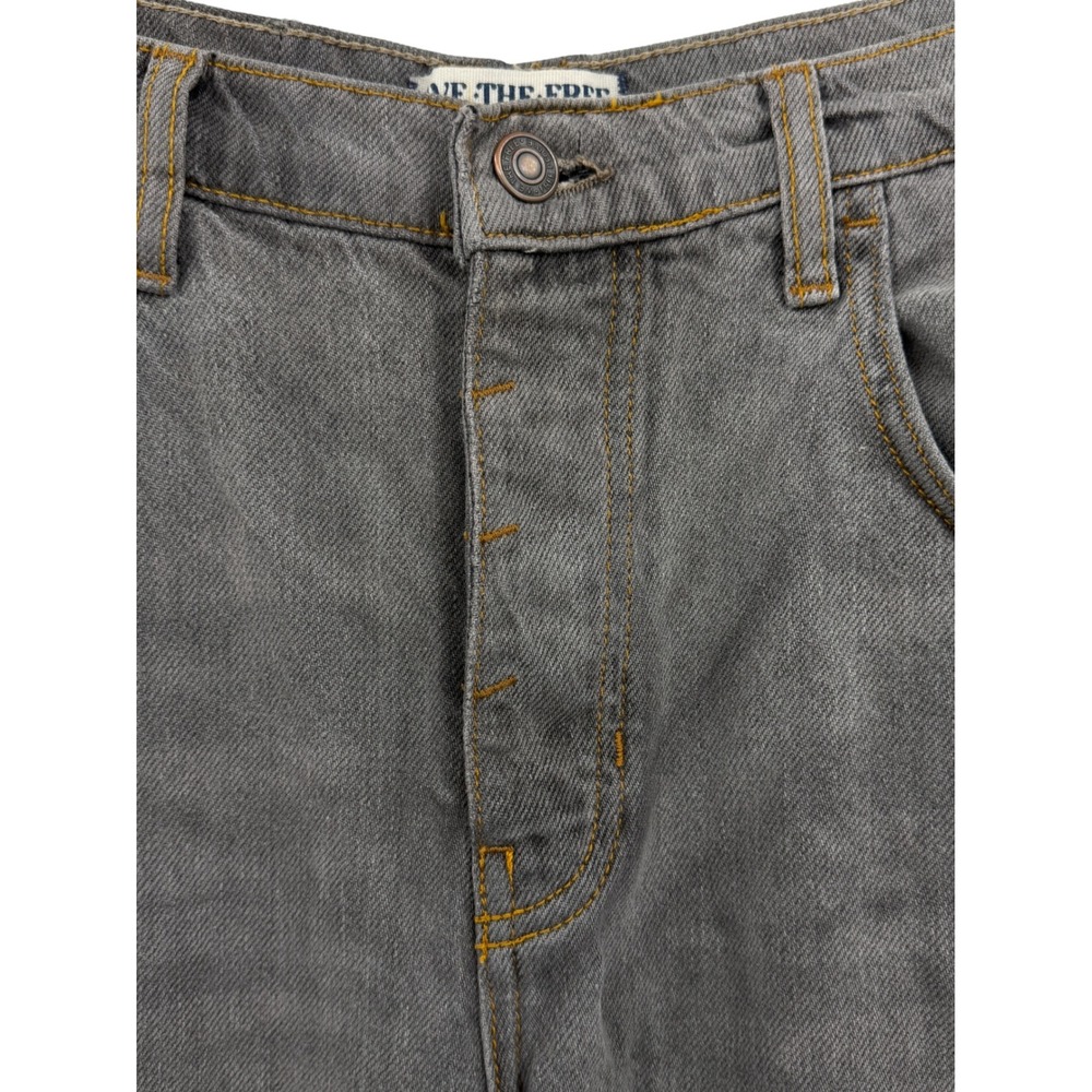 Free People Barrel Jean Womens SZ 28 Gray Lucky You Mid Rise Button Fly Cropped - Picture 13 of 16